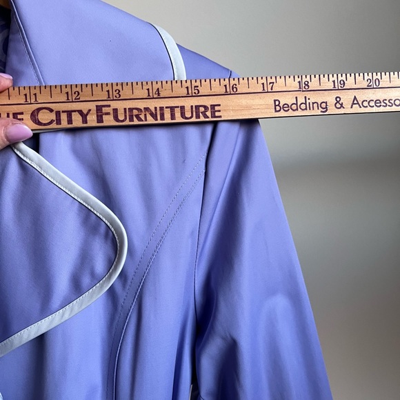 Vintage Y2K Medium ESPIRIT Lavender Lilac White Trim Cotton Blend Trench Coat - Picture 4 of 8